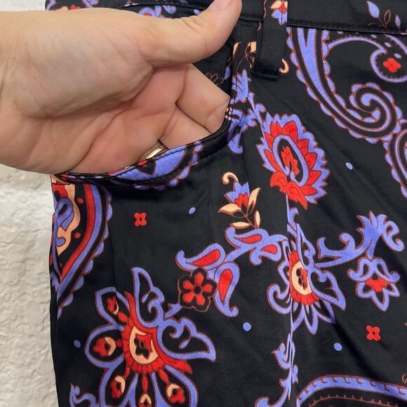 Danielle Bernstein x We Wore What Flare Satin Paisley Pants High Rise Size 32 - Picture 6 of 15